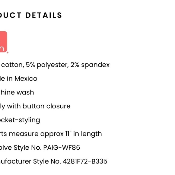 PAIGE Revolve Jimmy Jimmy Cuffed Roll Up Stretch Dark Blue Denim Jean Shorts 28 - Picture 14 of 14